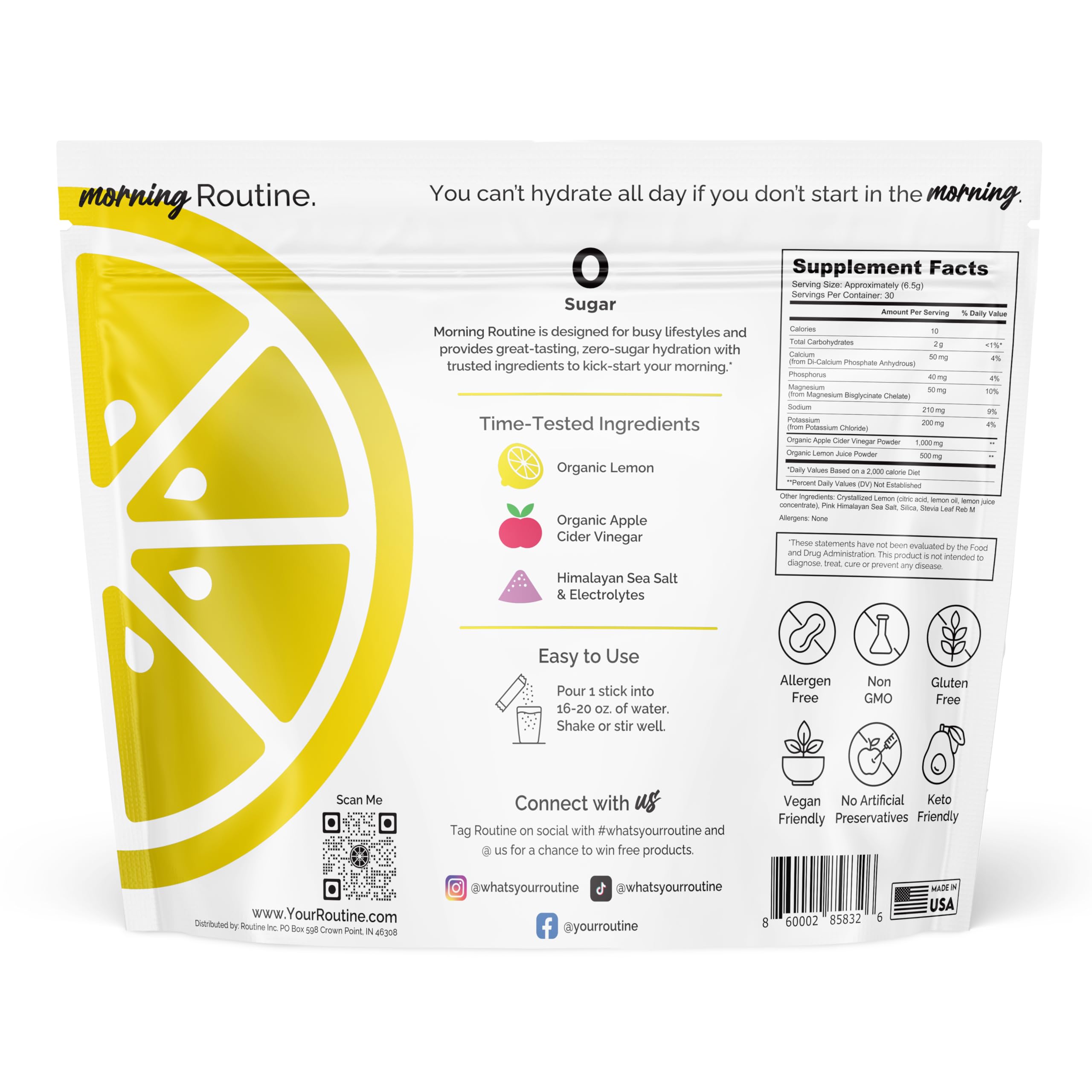 Routine Morning Hydration sea-salt-electrolytes packets for balanced hydration during workouts