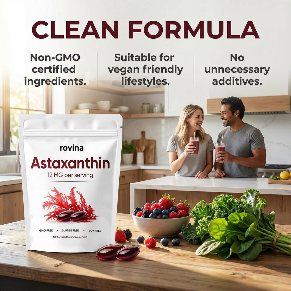 Graphic illustrating ROVINA Astaxanthin immune support for active lifestyles