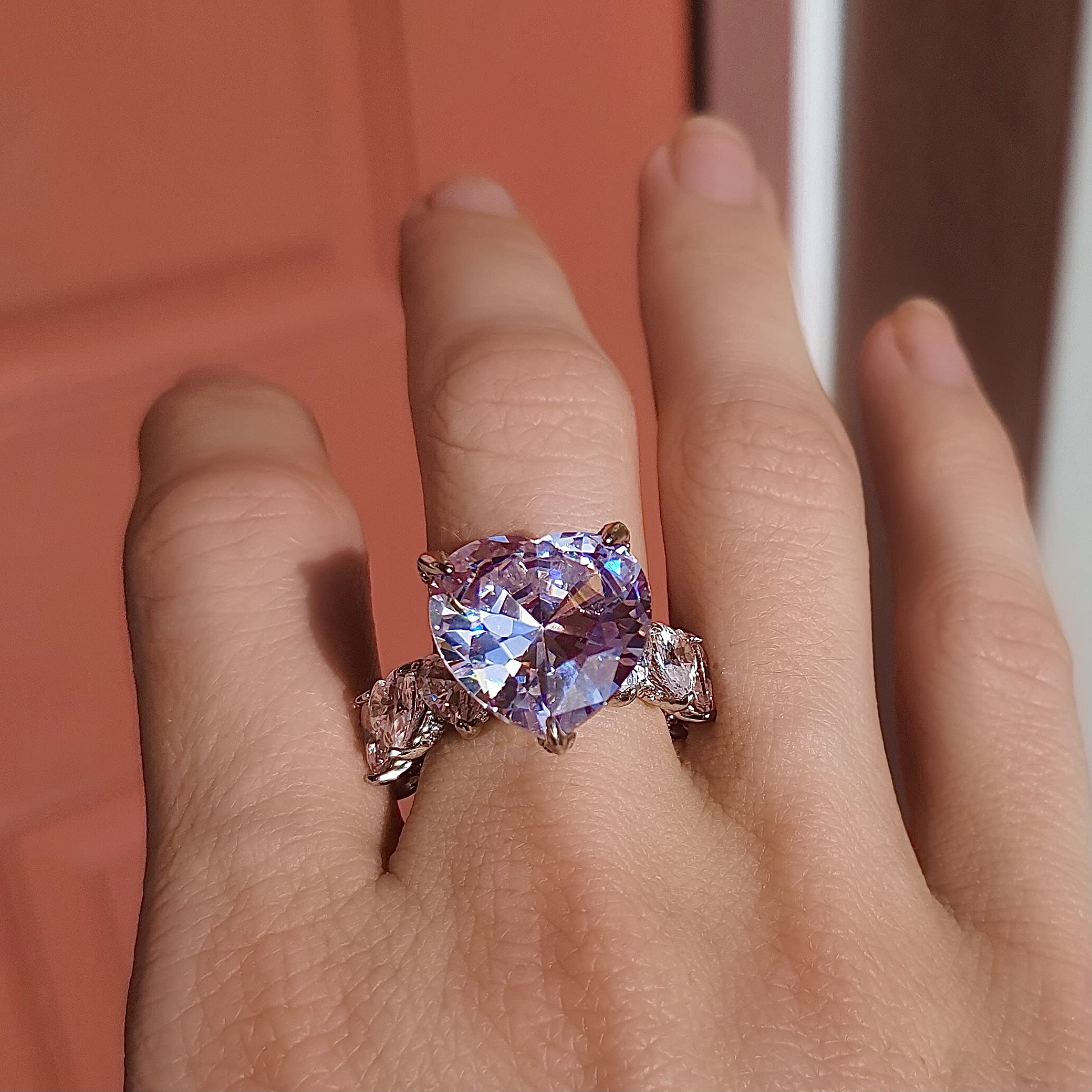 Roxxy Crystals heart ring on detailed shank shows secure setting.