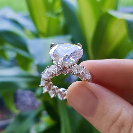 Roxxy Crystals heart ring side profile highlights a comfortable, durable band with lasting sparkle.