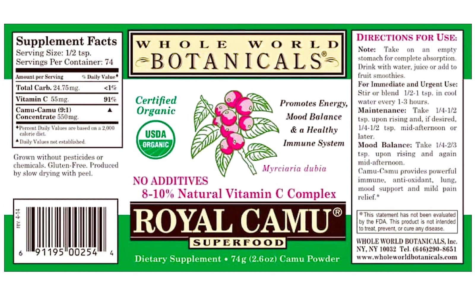 Royal Camu powder harvested and frozen to preserve vitamin C without additives