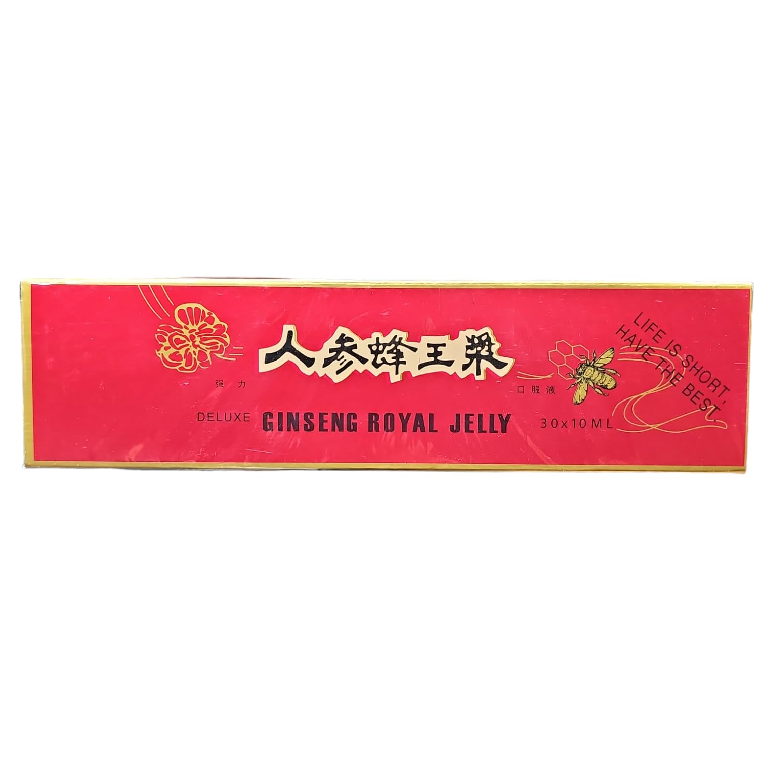 Royal King Deluxe Ginseng Royal Jelly Oral Liquid label close-up highlights dosage