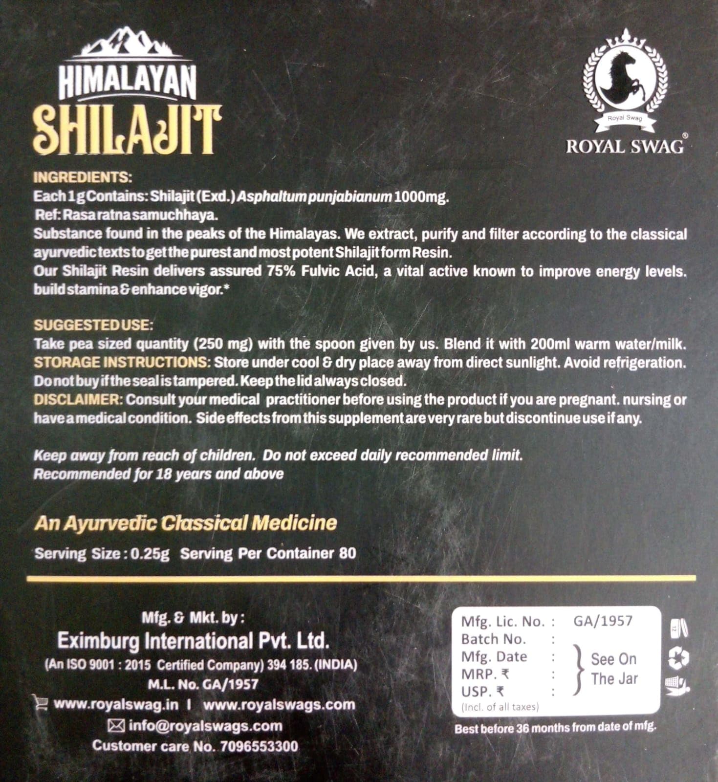 ROYAL SWAG Shilajit resin mixed into milk for a convenient daily ritual.