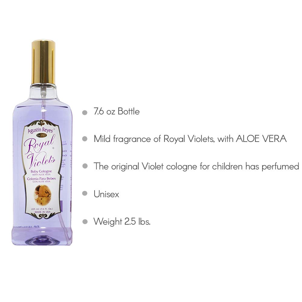 Royal Violets bottle with cap and branding suggests long-lasting scent.