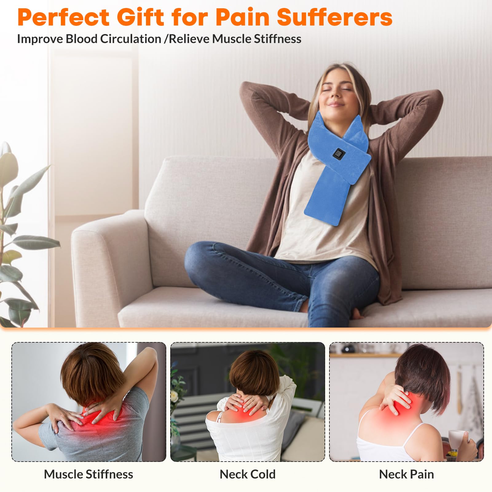 ROZEEYUU portable neck pad for office chair or bed with flexible warmth.