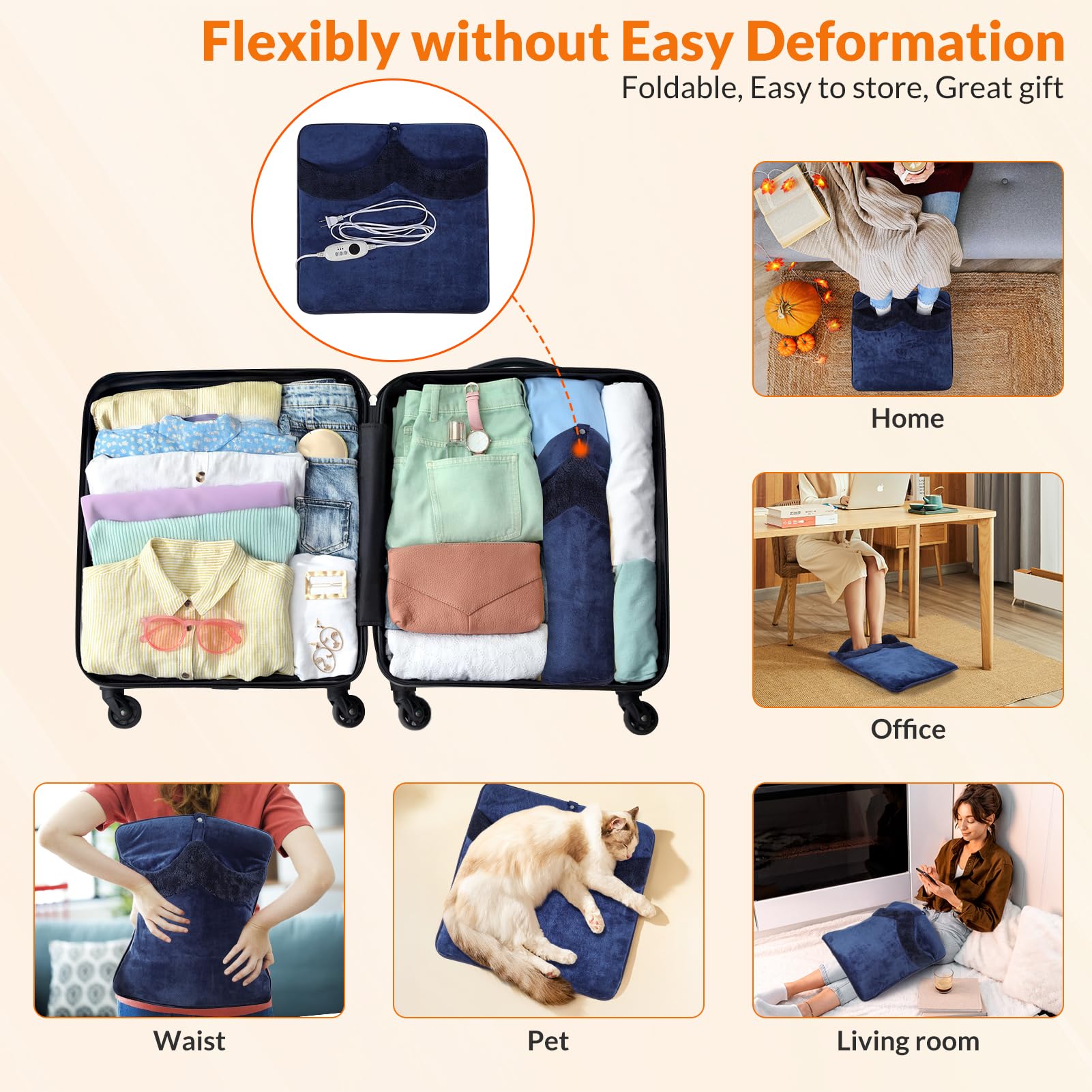 ROZEEYUU electric foot warmer machine washable cover for easy care.