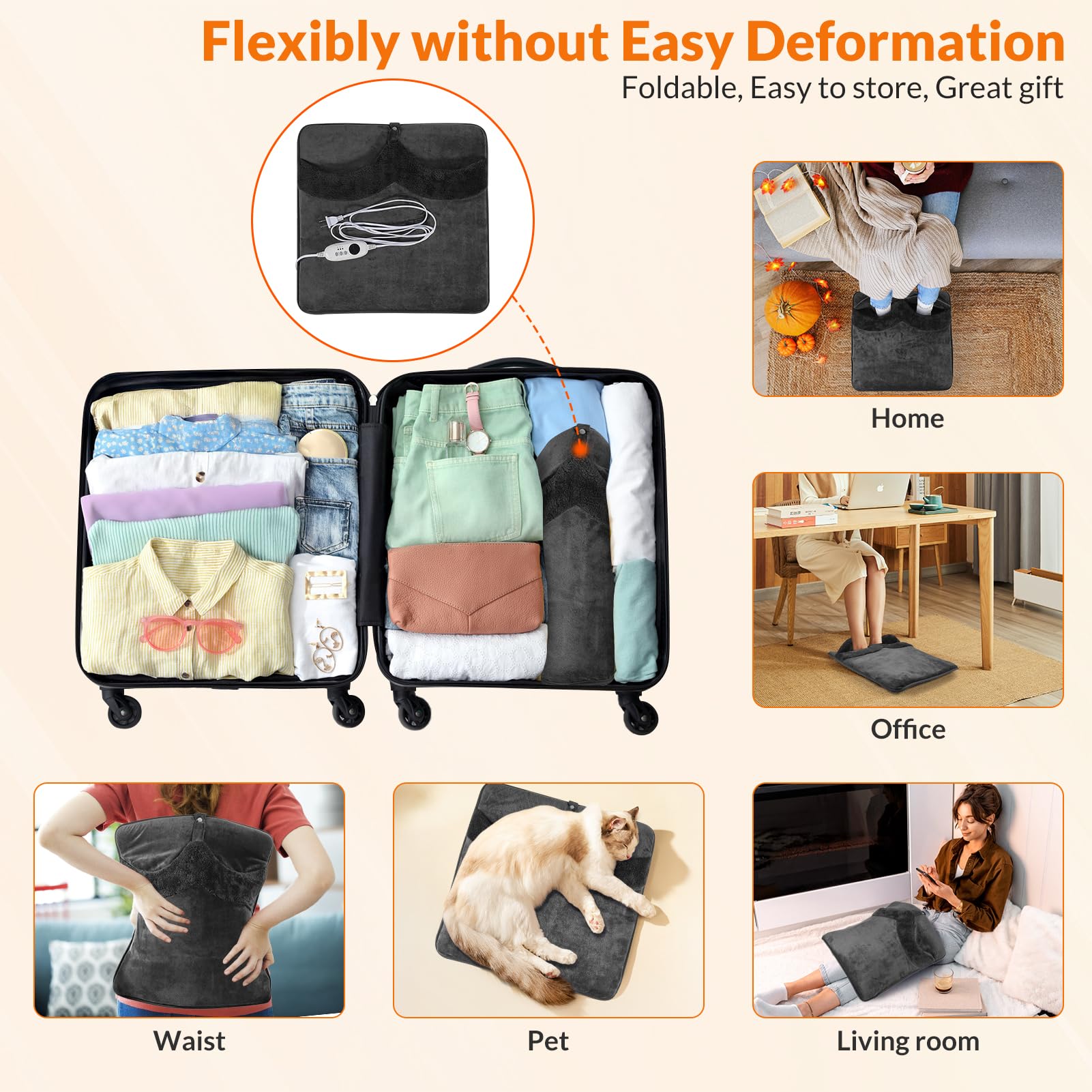 ROZEEYUU foot warmer with anti-slip bottom for stable placement.