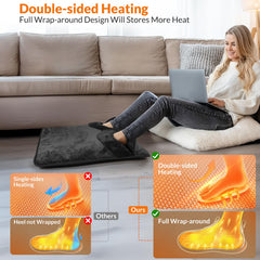 ROZEEYUU foot warmer showing rapid warming to comfort feet quickly.