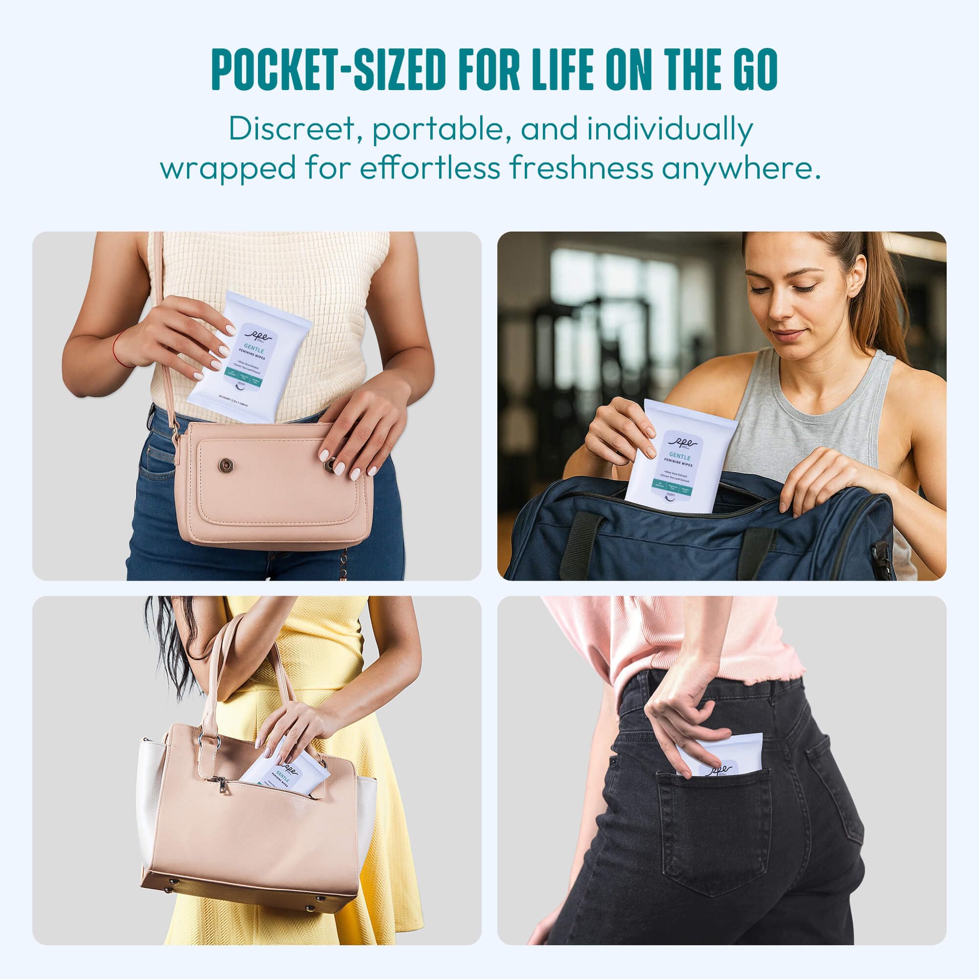 RPE Life Aloe Calendula Chamomile Green Tea-infused wipes for soothing skin.
