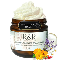 R&R Collective handmade tallow balm jar delivering deep hydration for dry skin.