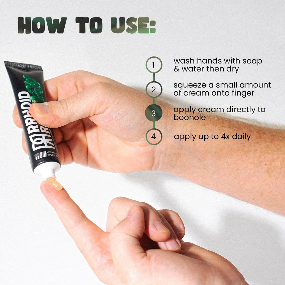 Rrhoid Rage application close-up shows creamy, protective texture.
