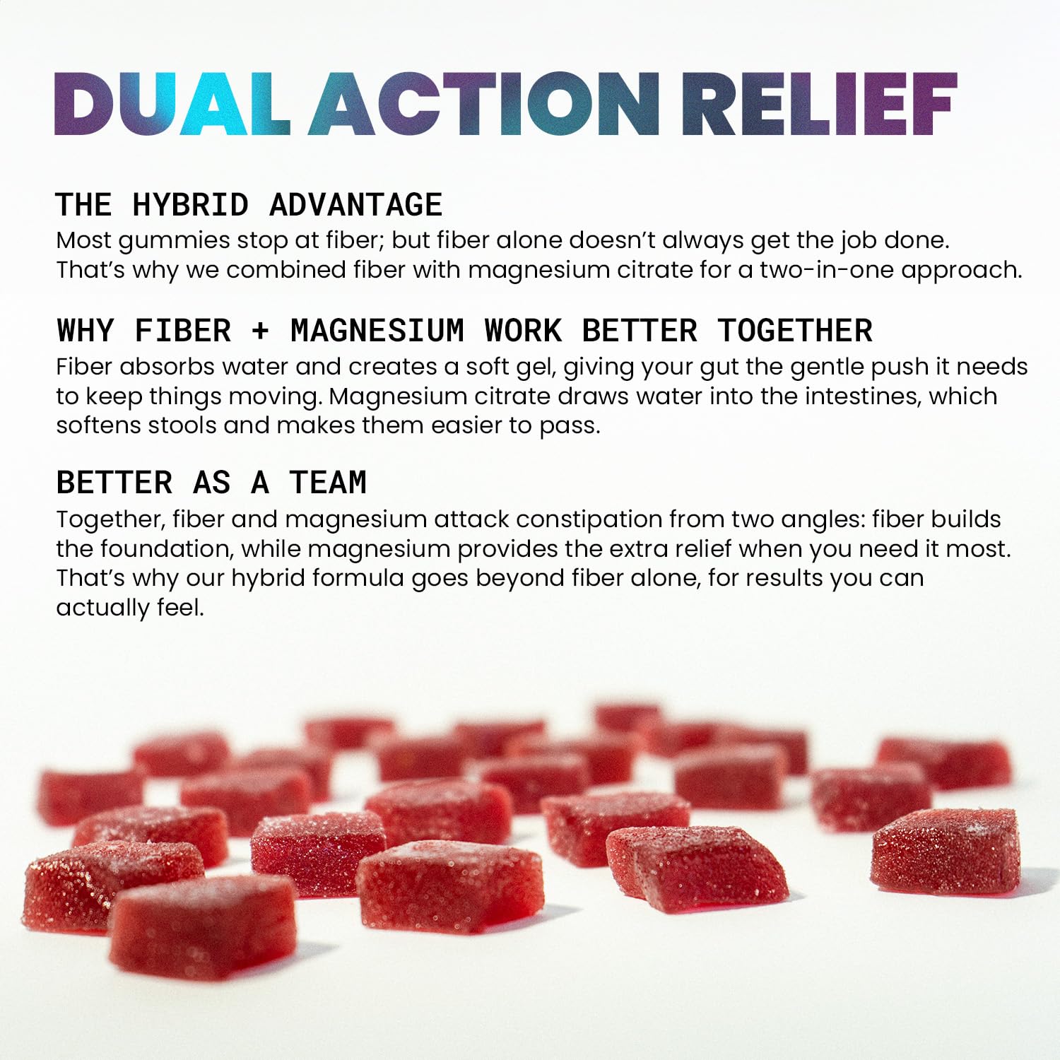 Rrhoid Rage fiber gummies close-up texture shows soft chew and natural flavors