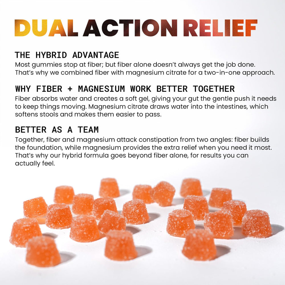 Rrhoid Rage gummies closeup highlights soft texture and magnesium for smoother digestion.