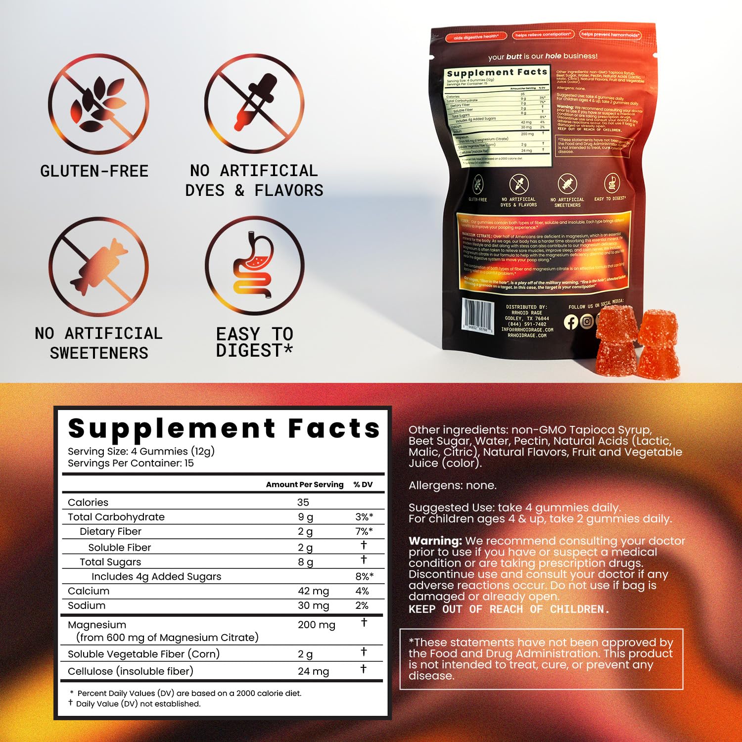 Rrhoid Rage made in USA Oregon packaging emphasizes quality and local production.