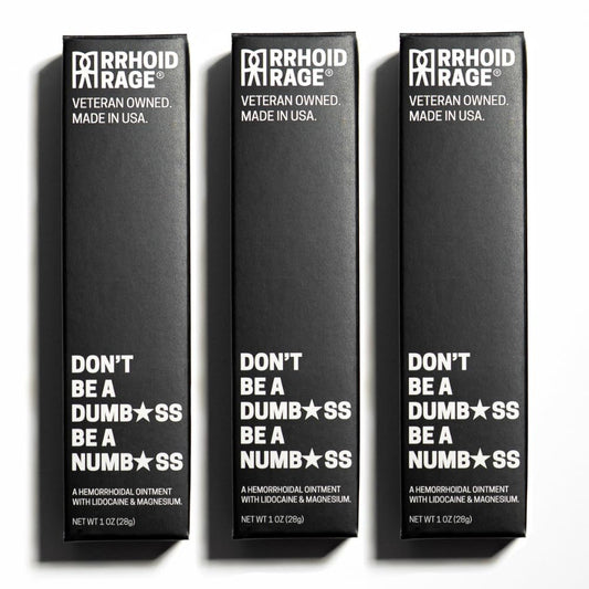 Rrhoid Rage ointment tube delivers quick, targeted relief for flare-ups.