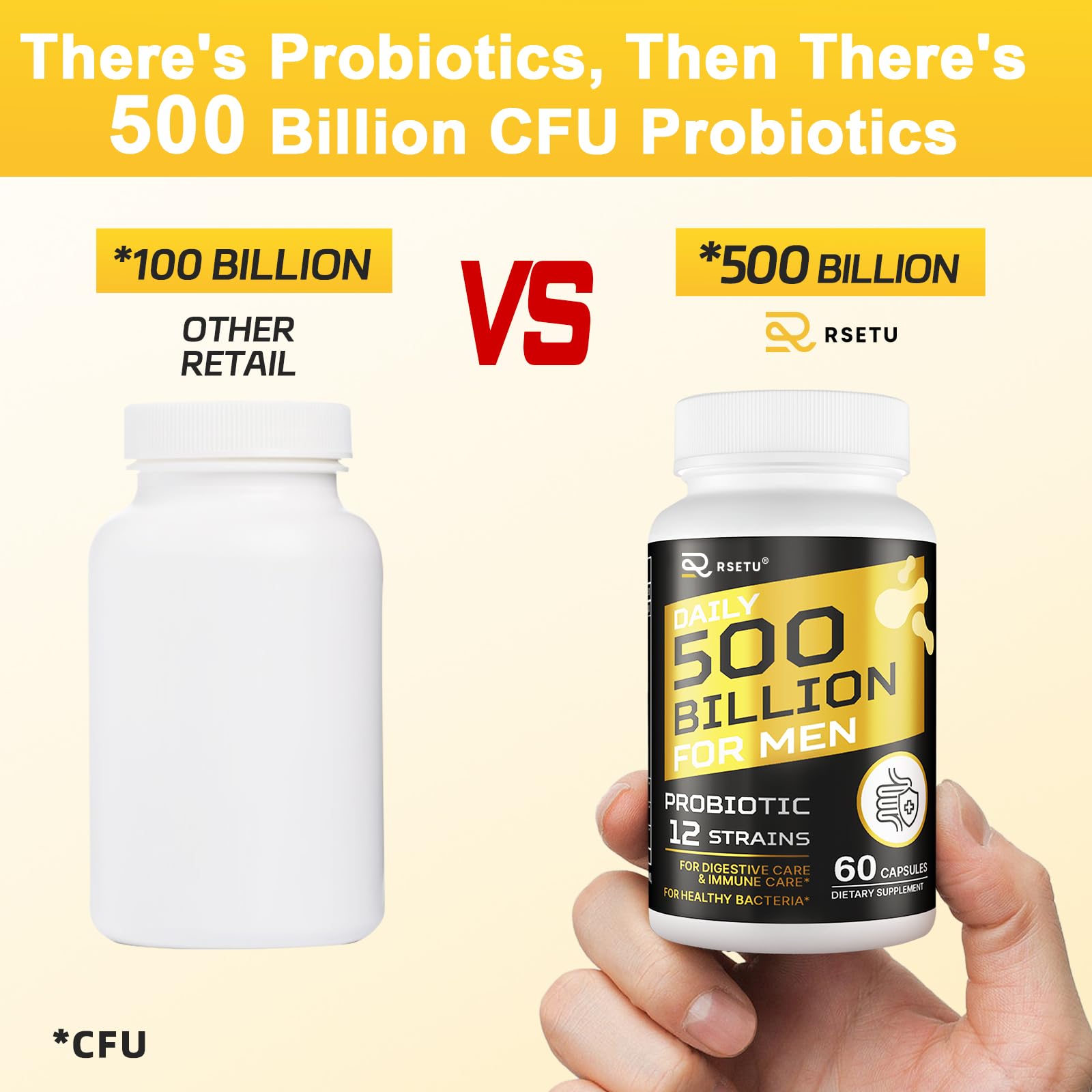 RSETU shelf-stable probiotic bottle travels easily without refrigeration.