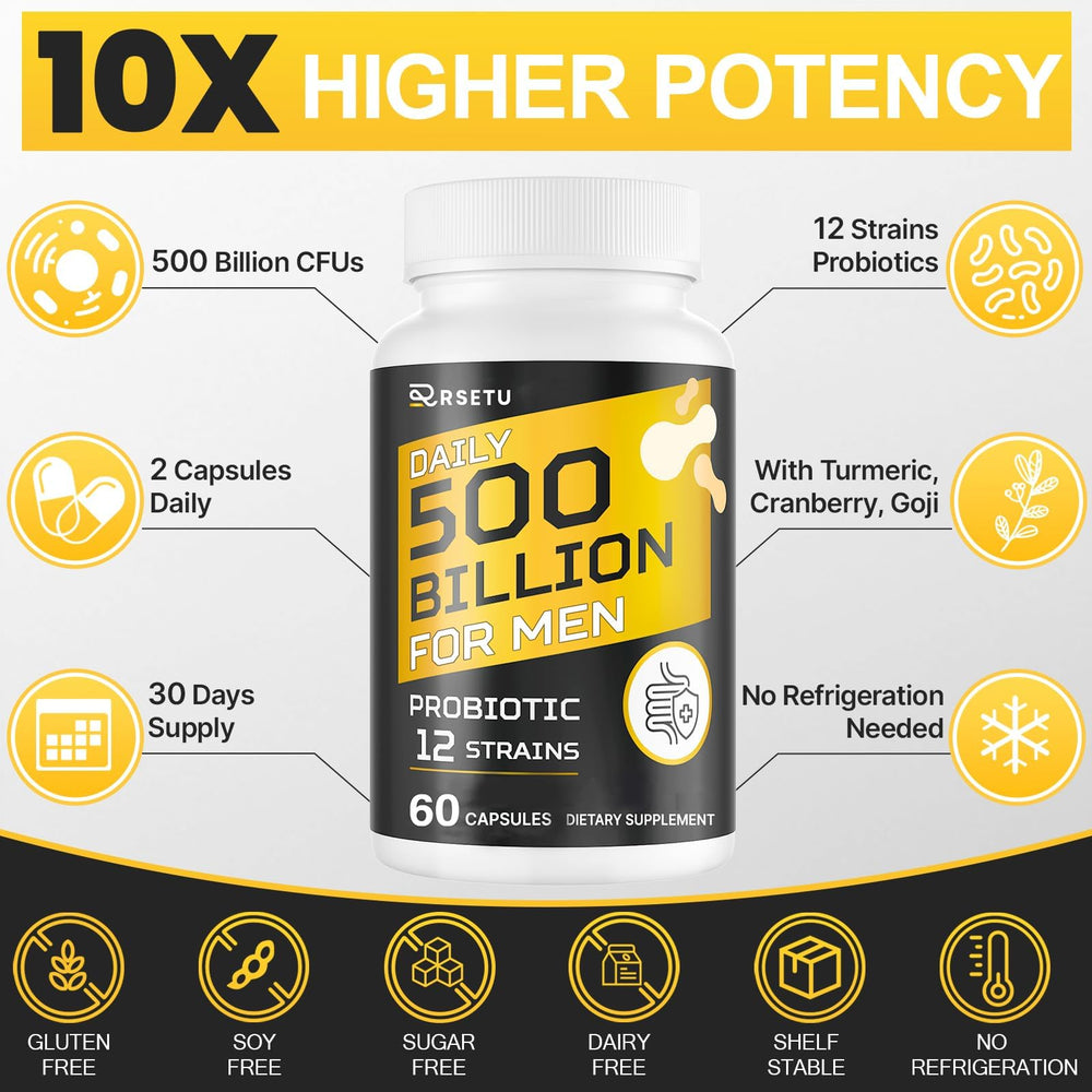 RSETU probiotic blend with turmeric, cranberry, and goji ingredients for men.