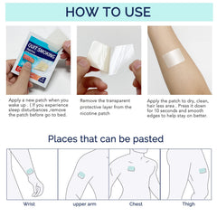 RSGRT Quit Smoking Patches application on dry skin for 24-hour continuous support.