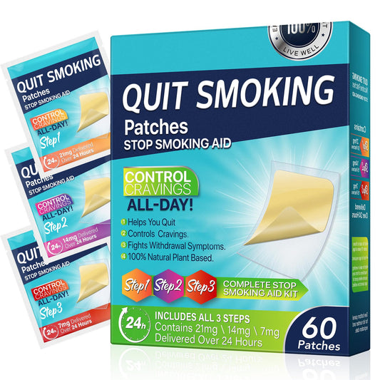 RSGRT Quit Smoking Patches packaging highlights an eight-week step-down program for gradual support.