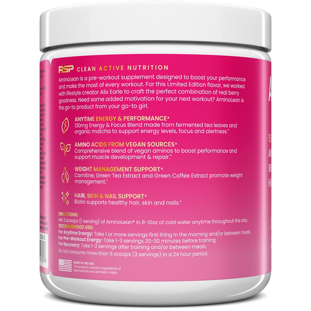 Compact packaging of AminoLean Berry Elixir supports on-the-go pre-workout prep.