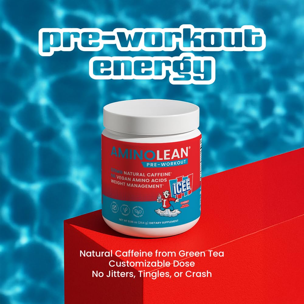 Prepared AminoLean ICEE drink in glass for a ready-to-use energy boost
