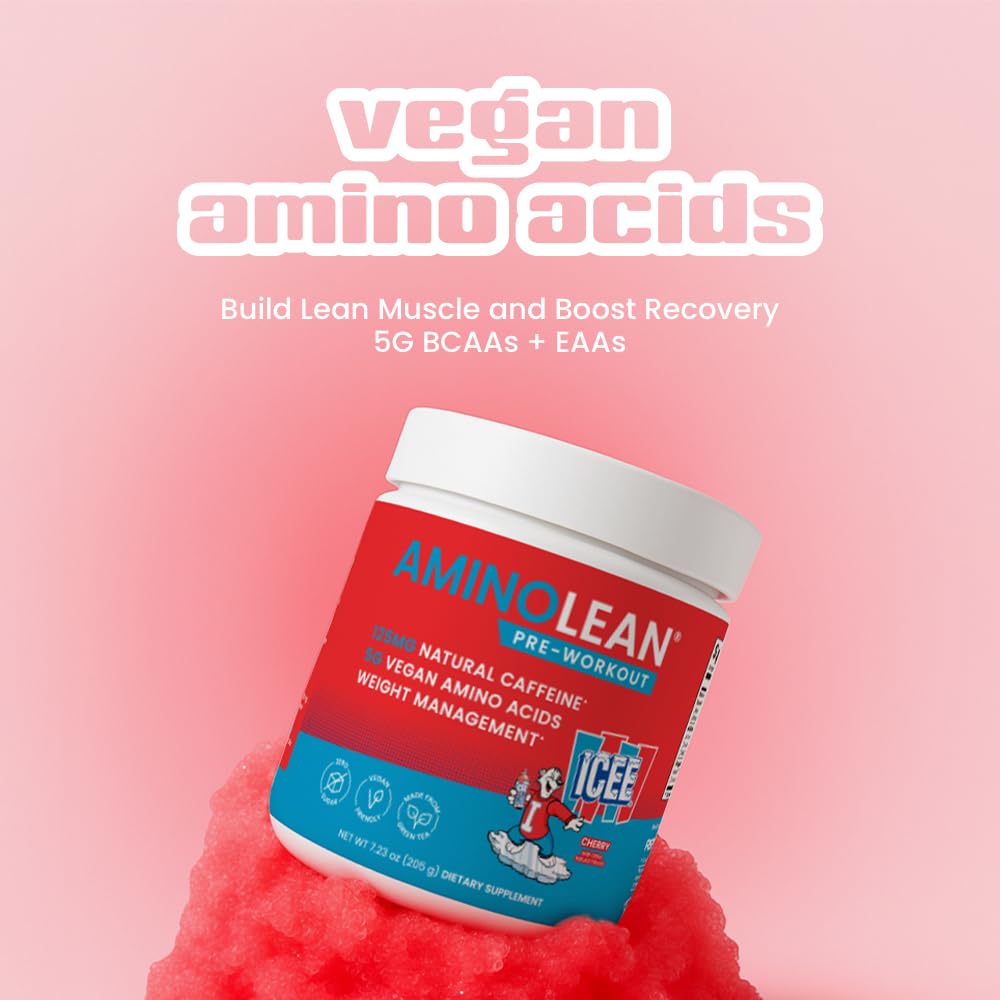 Vegan BCAAs and EAAs icon on AminoLean ICEE indicates plant-based training support
