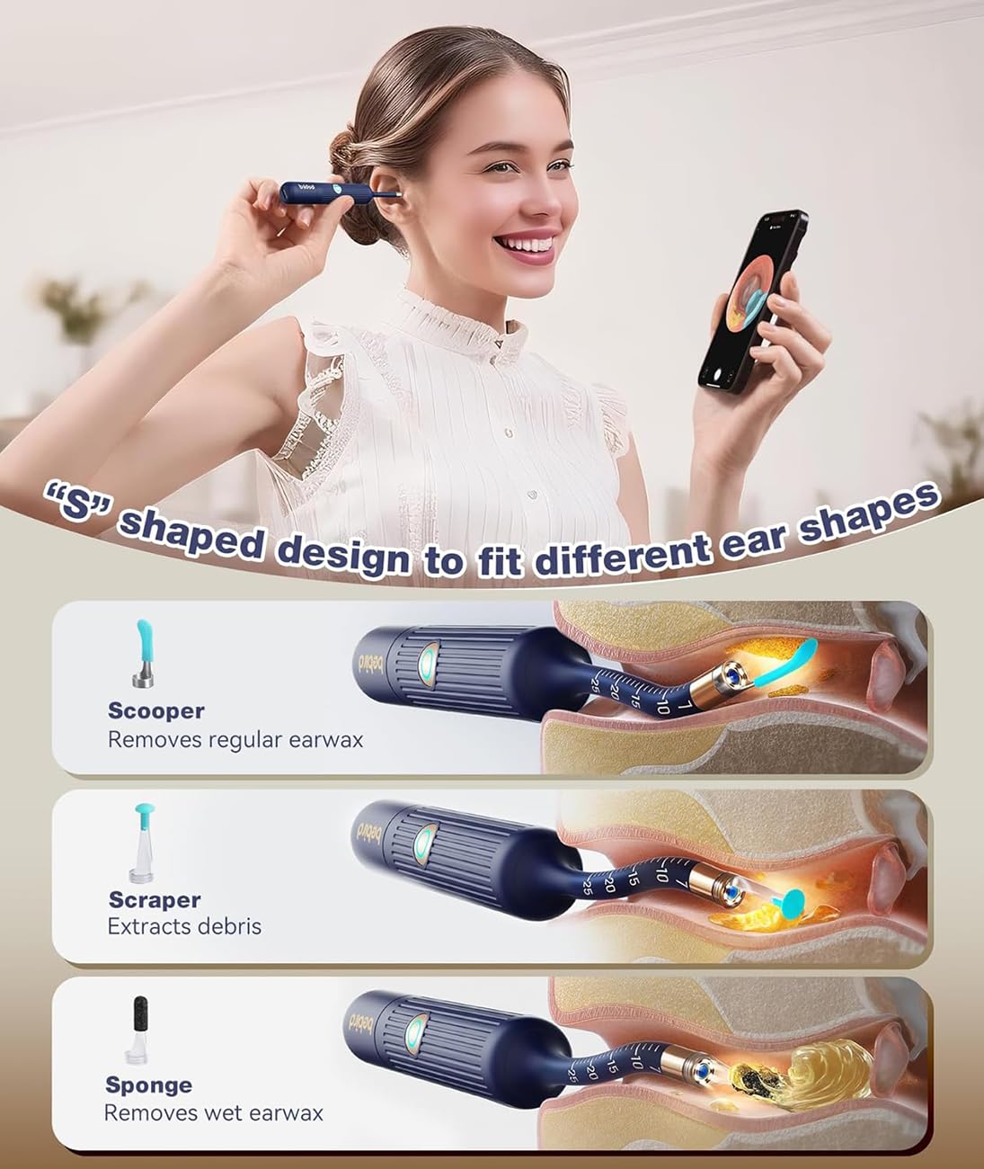 RSRNKXC S-shaped silicone head provides gentle comfort for sensitive ears.