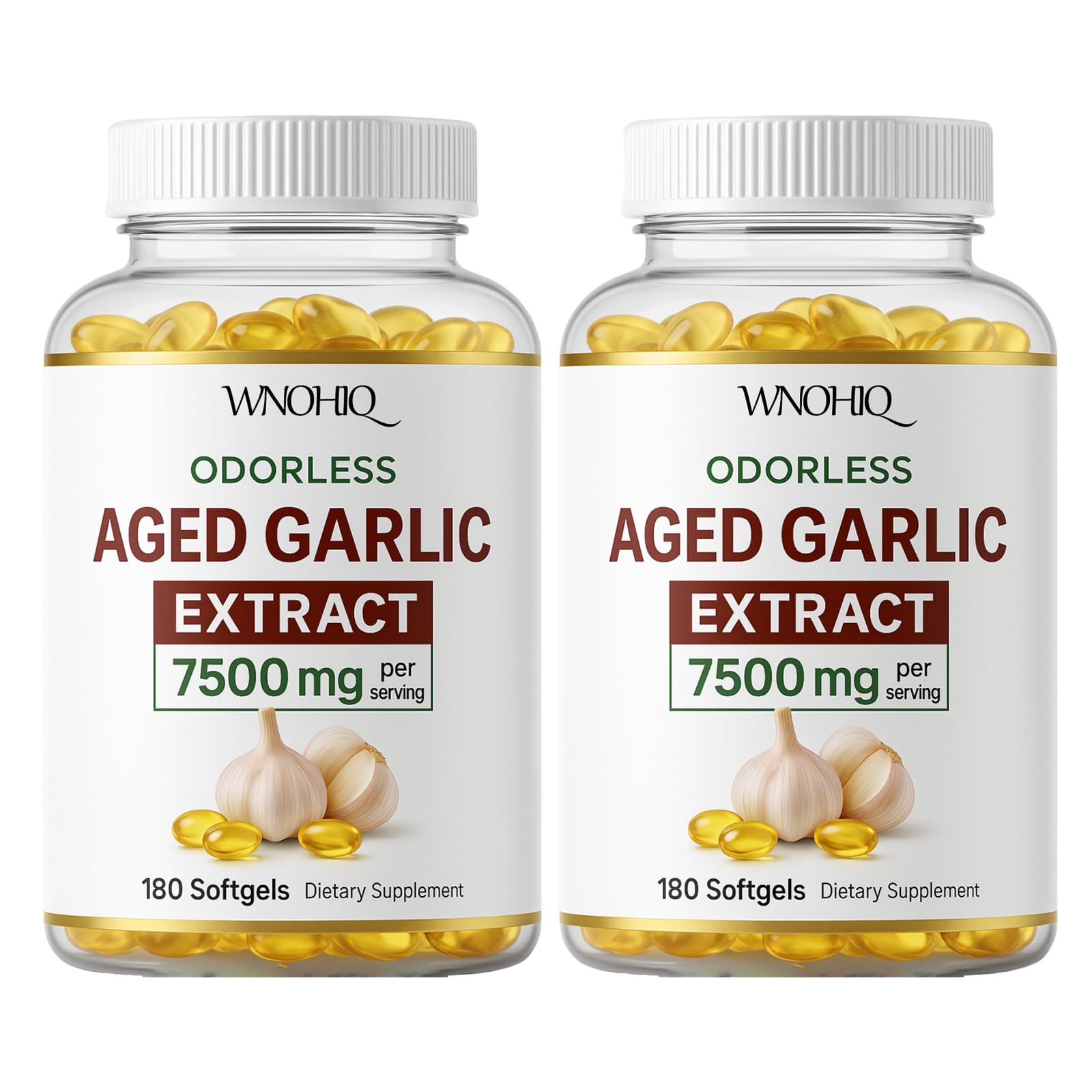 RTQSU aged garlic extract odorless softgels in bottle, high-potency daily support.