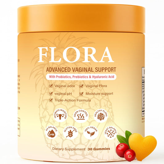 RTQSU Flora Plus Gummies bottle front showing pineapple flavor for daily vaginal health support