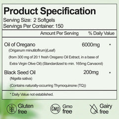 RTQSU Oil of Oregano capsules displayed for convenient daily immune support
