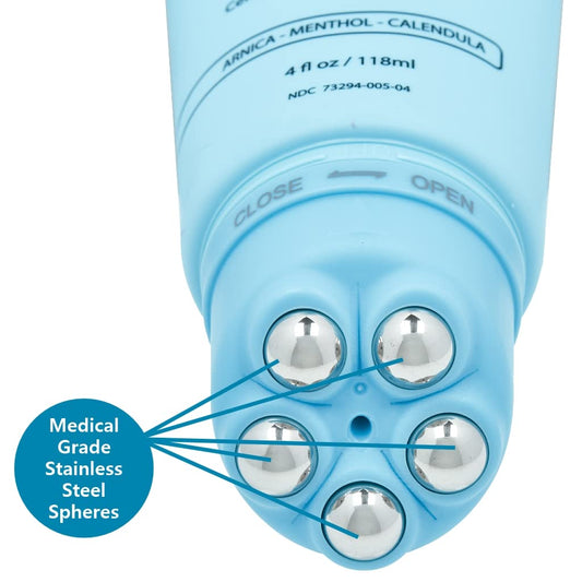 Rubbing Dots Roll-On Balm with massage spheres for targeted relief