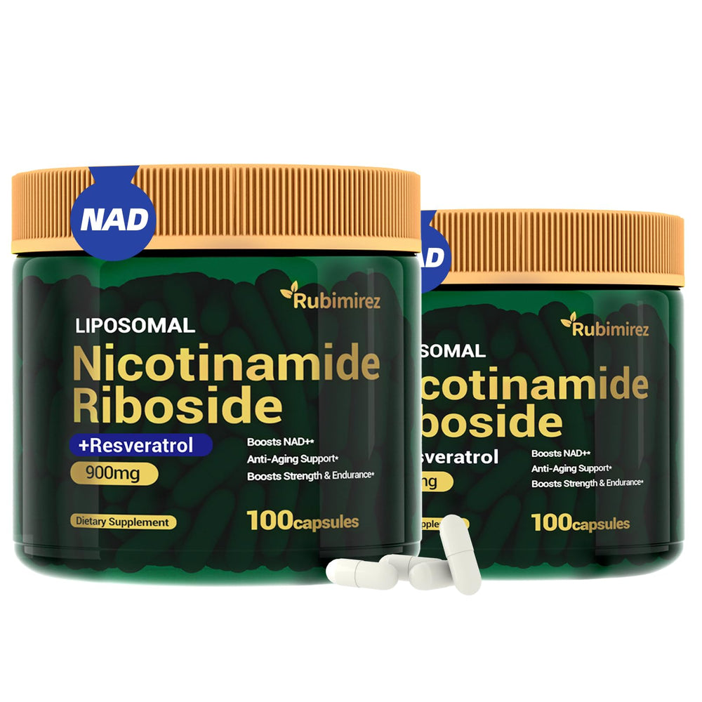 Rubimirez NAD+ bottle closeup highlighting liposomal delivery for enhanced absorption