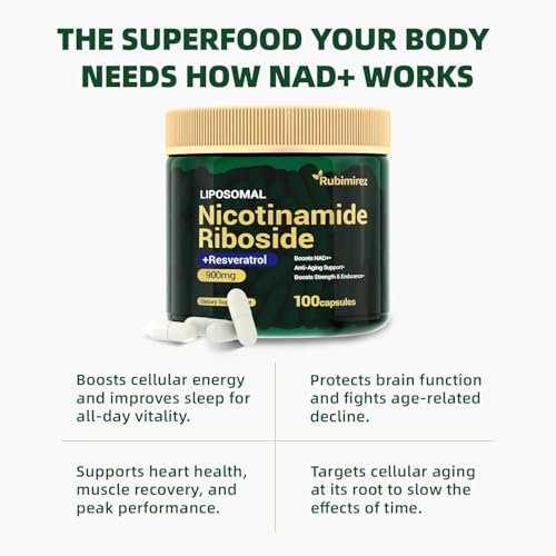 Rubimirez NAD+ ingredients overlay spotlights NR and Resveratrol benefits