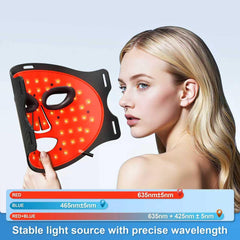 RubraVive LED Light Mask worn on the face for at home therapy.