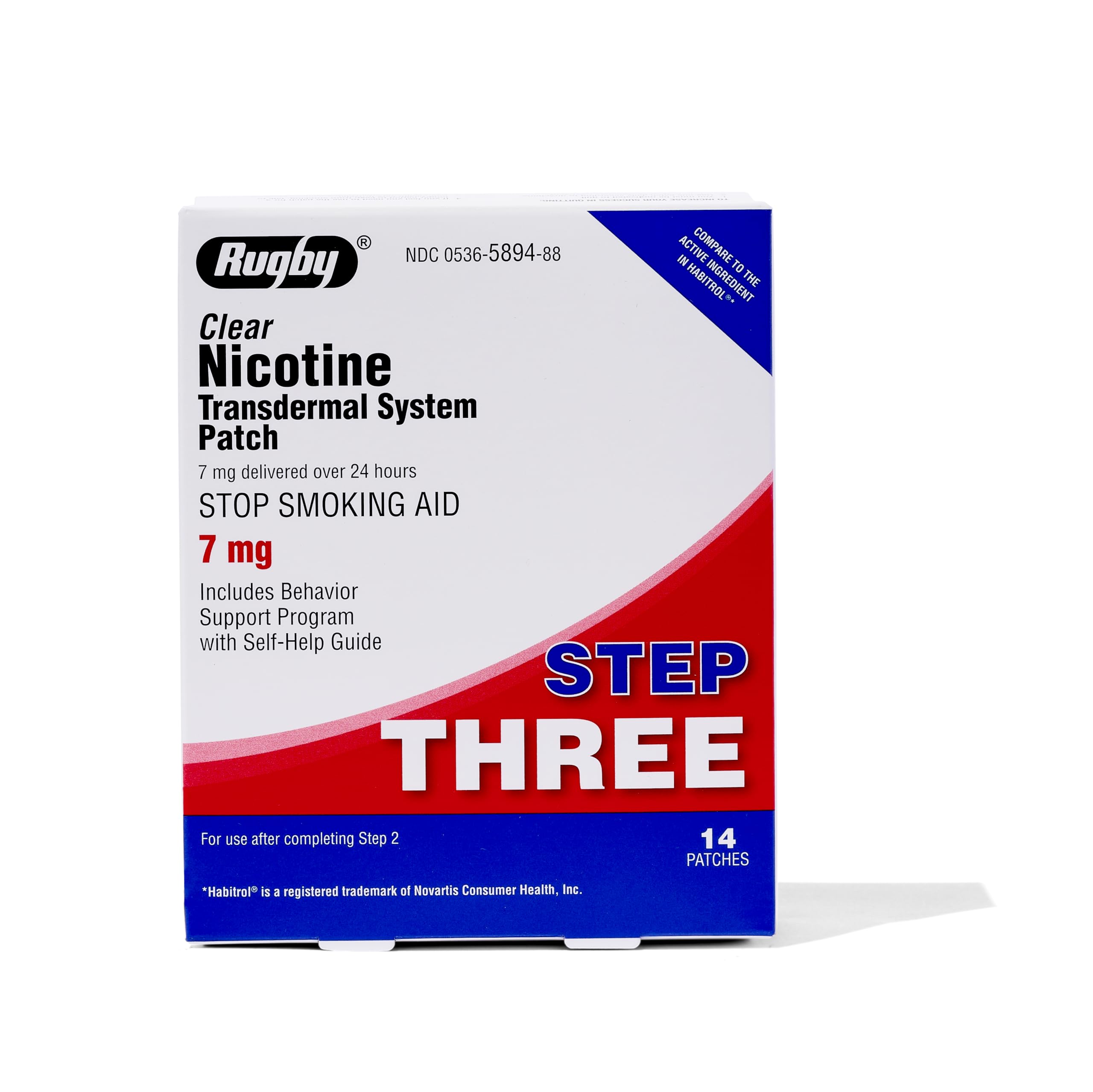 Rugby Lab clear patch 7mg delivers steady nicotine over 24 hours on skin.
