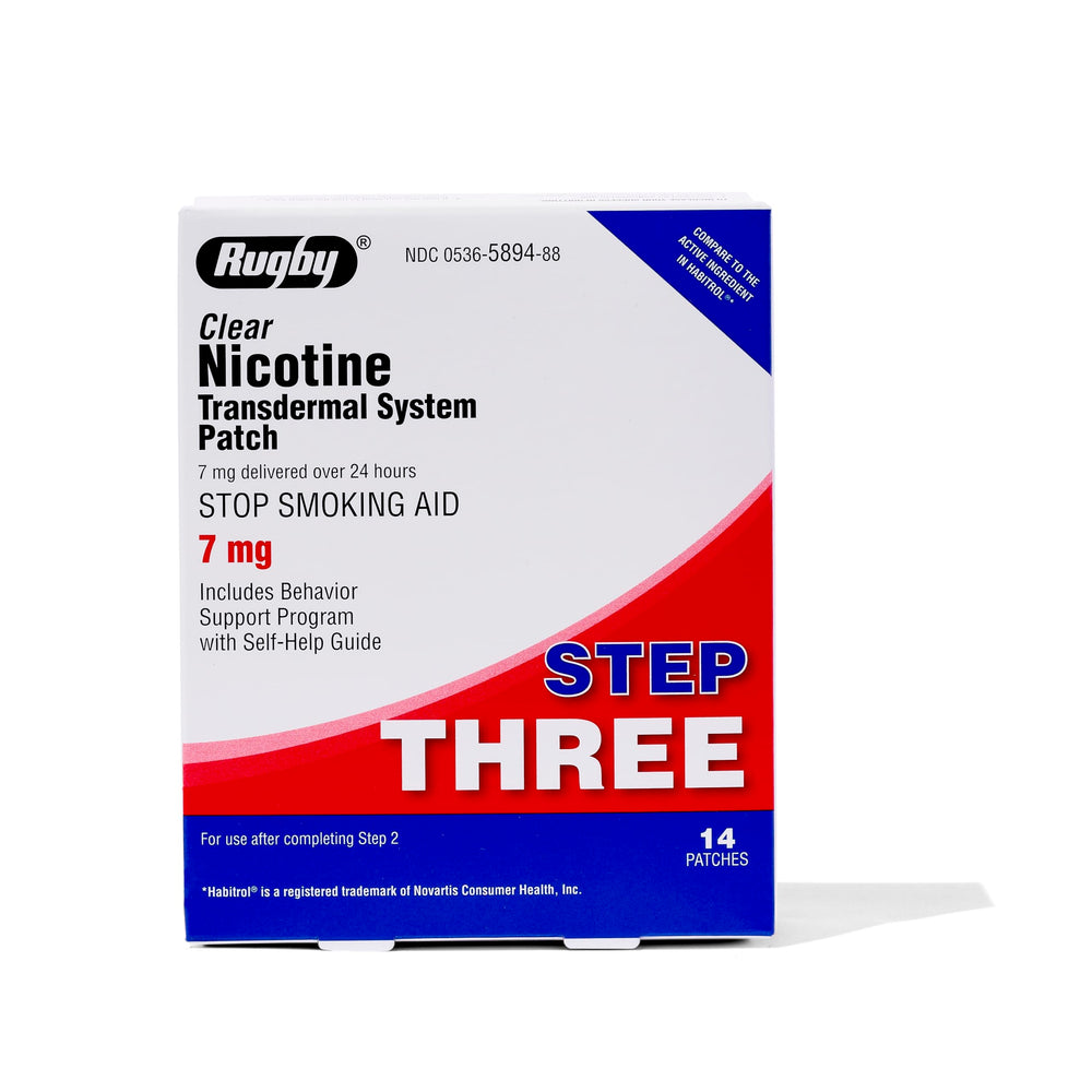 Rugby Lab clear patch 7mg delivers steady nicotine over 24 hours on skin.