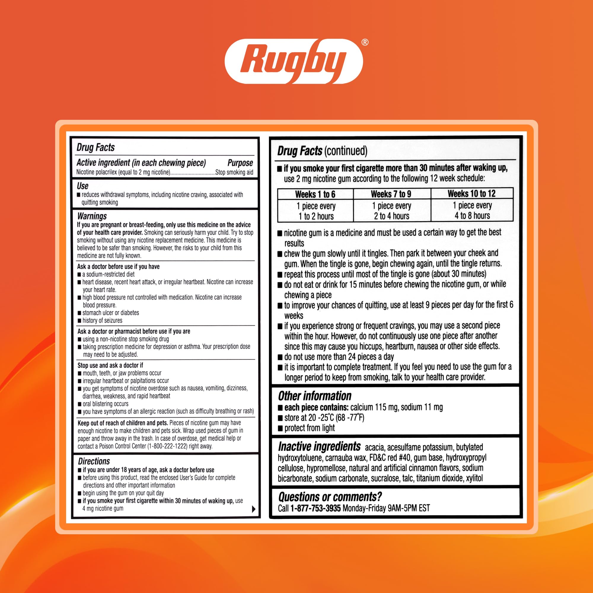 Rugby Laboratories cinnamon flavor gum close-up piece highlights pleasant taste experience.