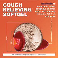Rugby Laboratories Dextromethorphan softgel pour for quick relief