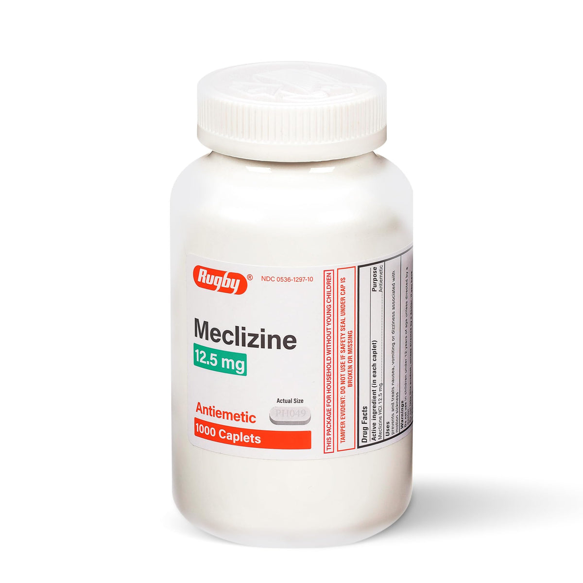 Rugby Laboratories Meclizine caplets in a travel box for on-the-go relief