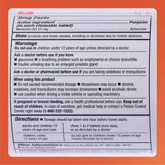 Pleasant-tasting Rugby Laboratories Meclizine chewables for easy on-the-go relief.