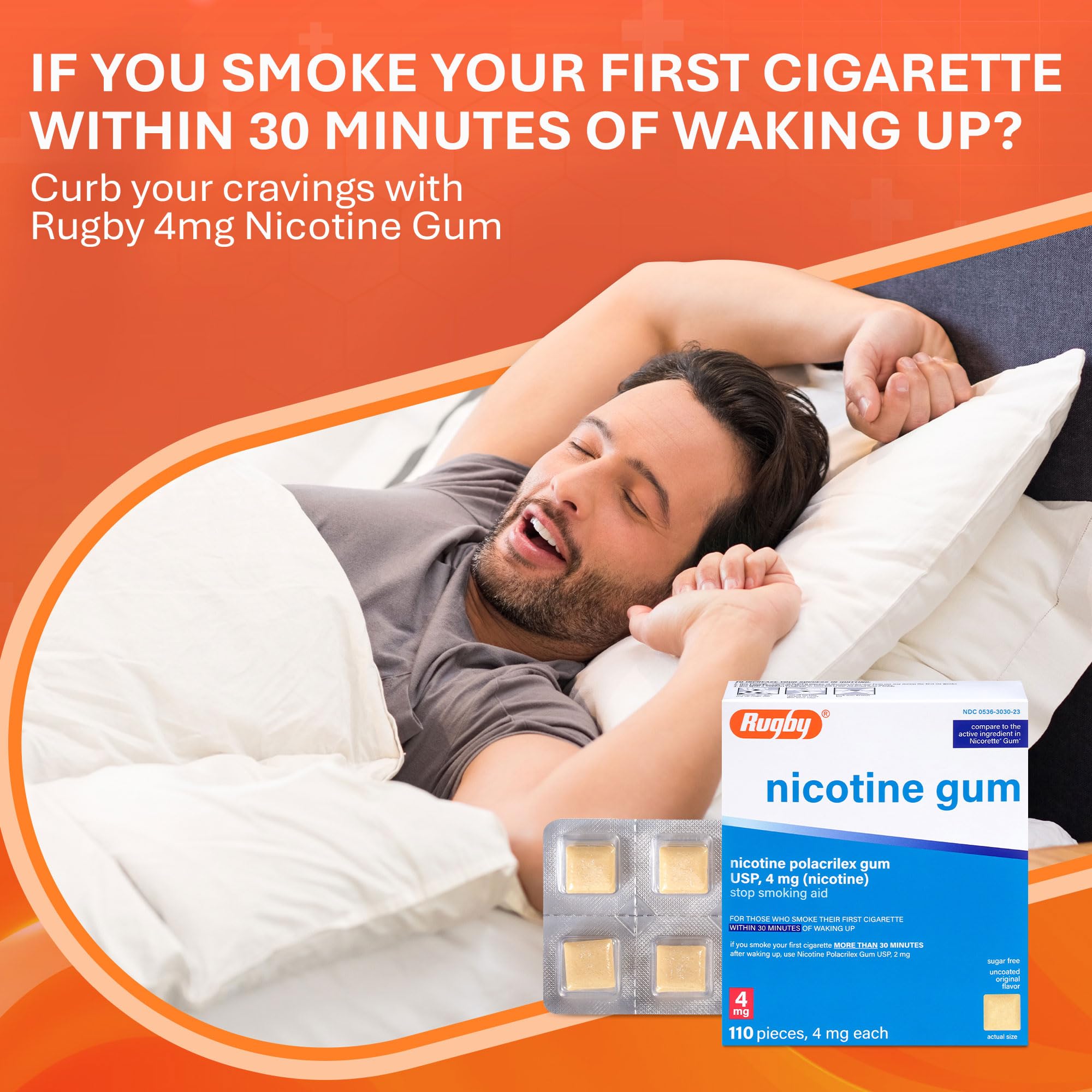 Rugby Laboratories 4mg original gum with a clear 12-week reduction plan visual.