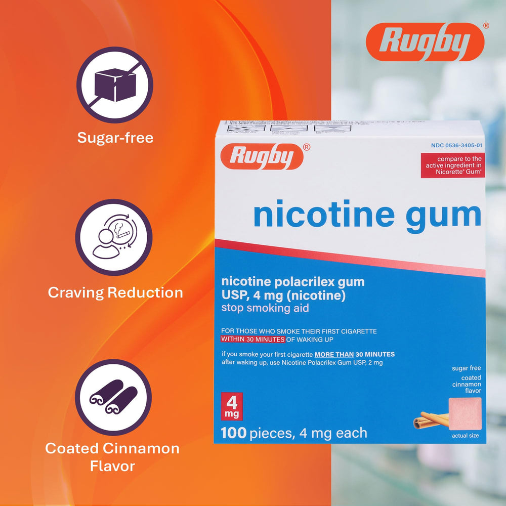 Rugby Laboratories label detail shows cinnamon flavor and nicotine content.