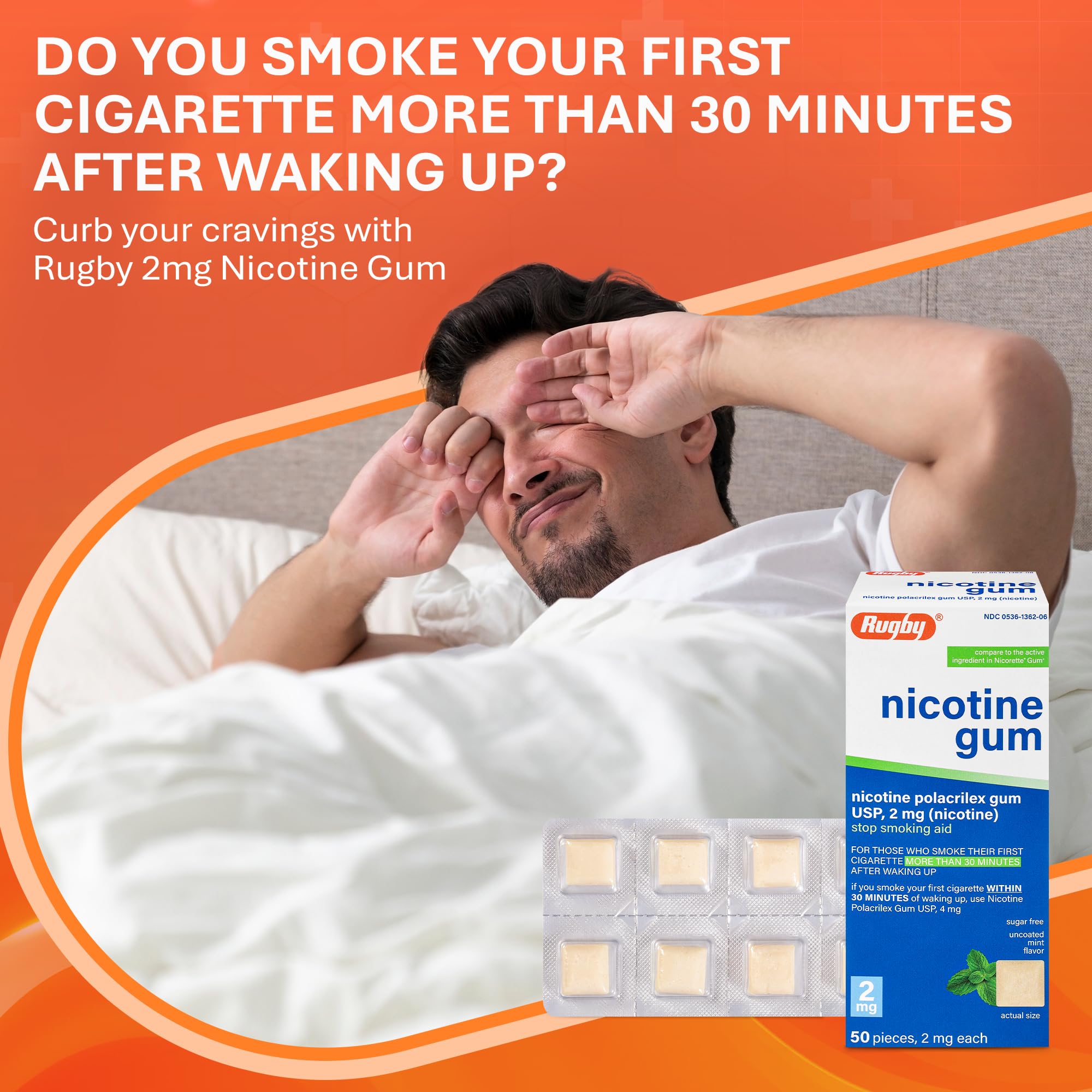 Rugby Laboratories nicotine gum 50-count helps sustain a quit journey.