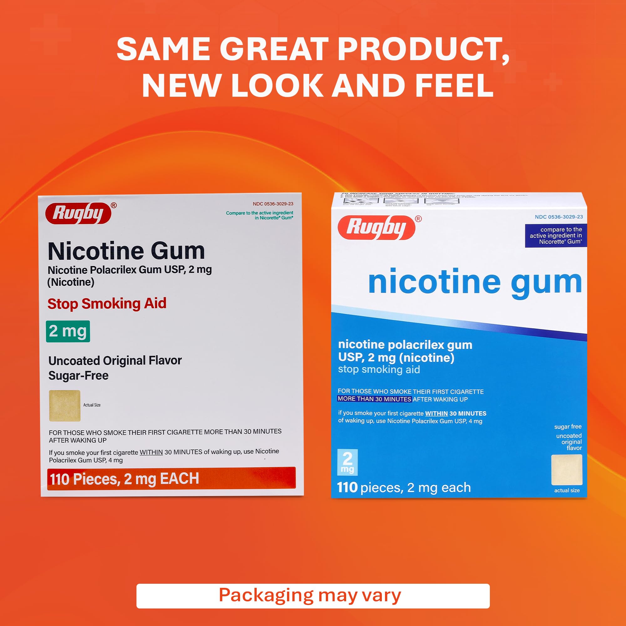 Rugby Laboratories polacrilex 2mg gum 110-count bottle for ongoing quit support