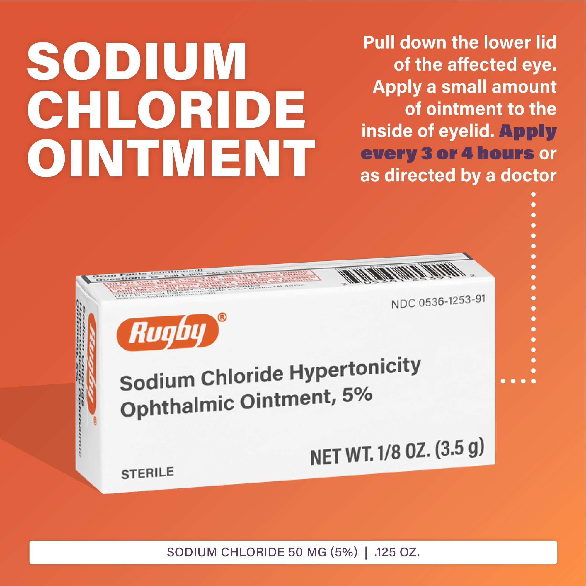 Rugby Laboratories ophthalmic ointment inside lid application demonstrates gentle daily use.