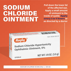Rugby Laboratories ophthalmic ointment inside lid application demonstrates gentle daily use.