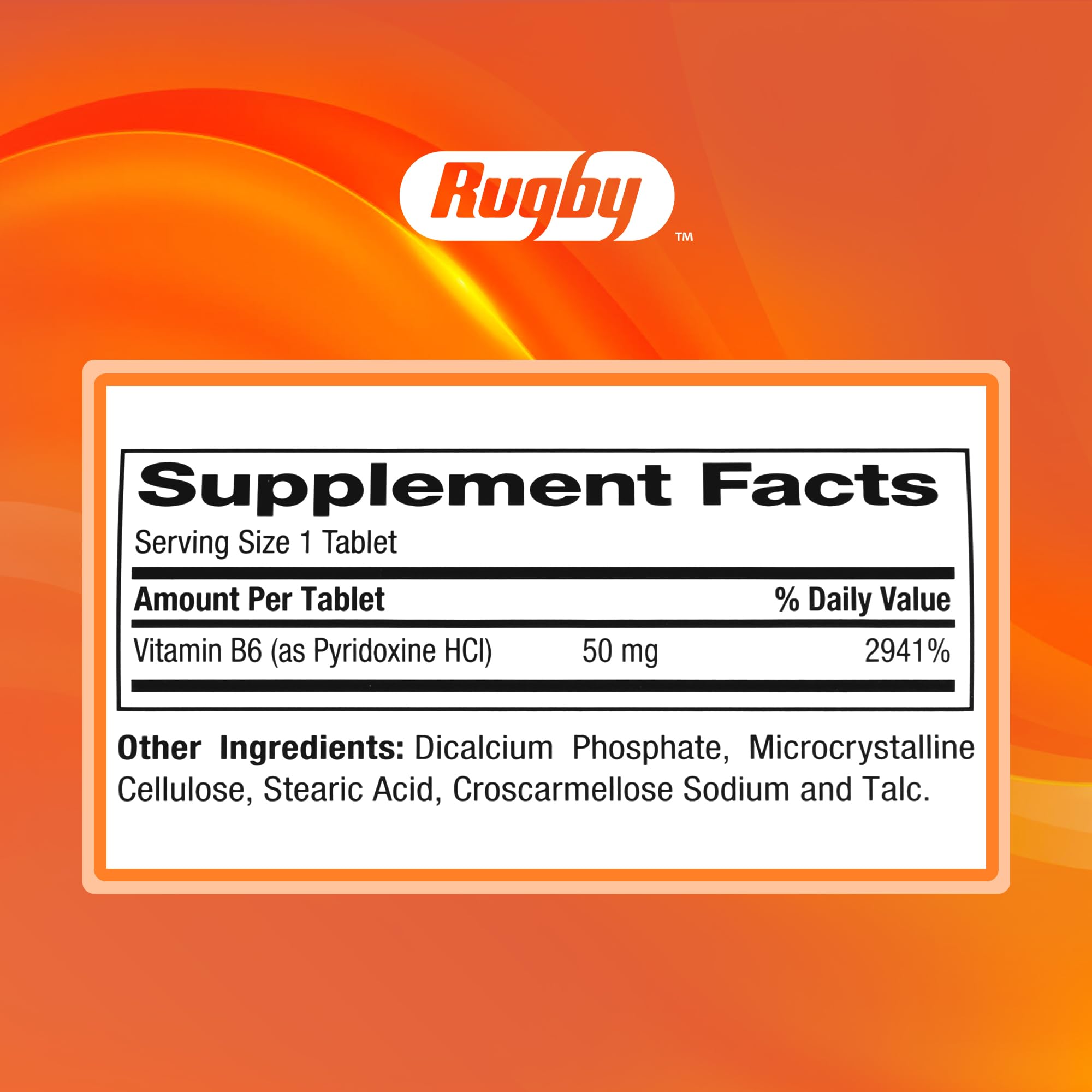 Rugby Vitamin B6 tablets gluten-free icon - suitable for gluten-free diets.