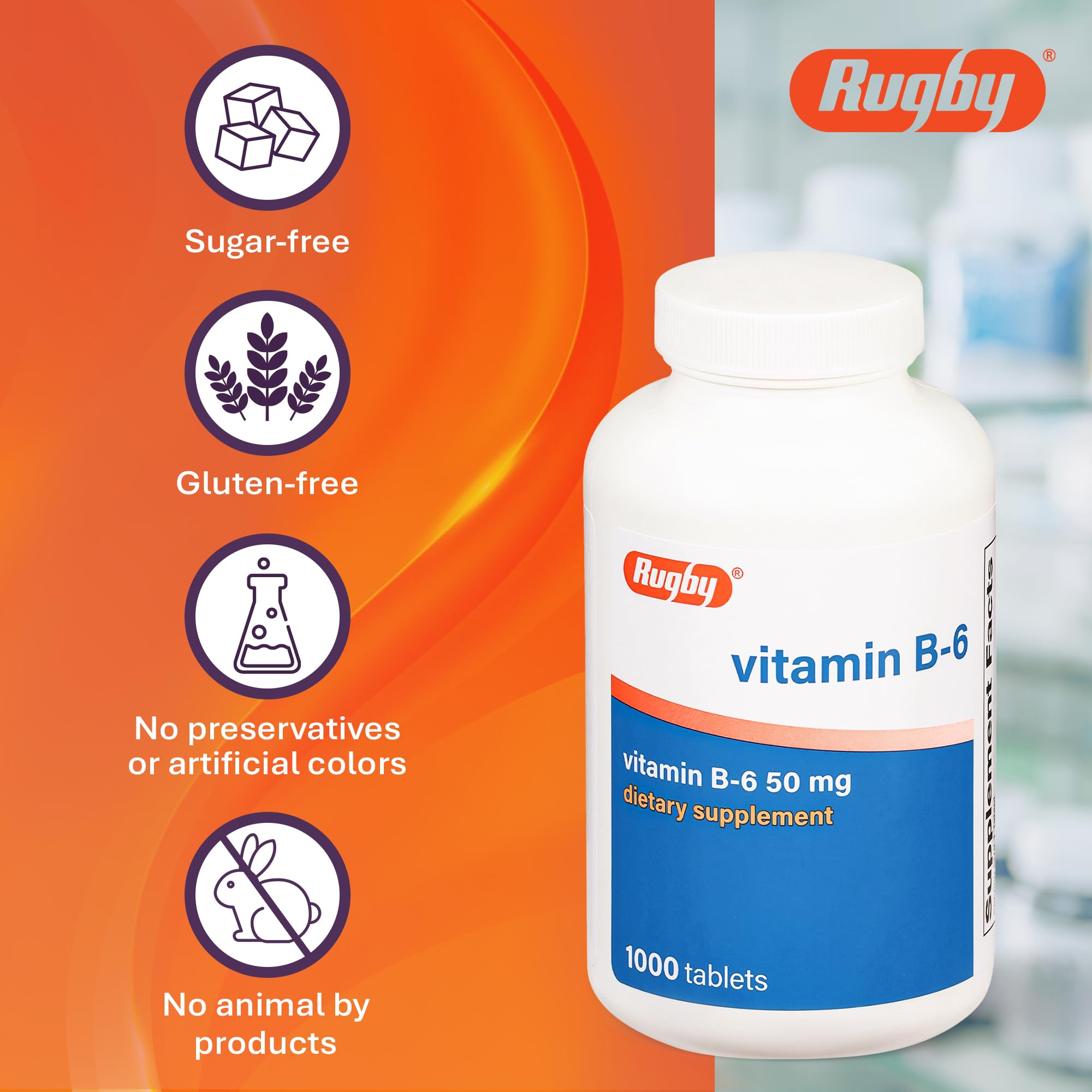 Rugby Vitamin B6 tablets nutrition facts - clear details for informed choices.