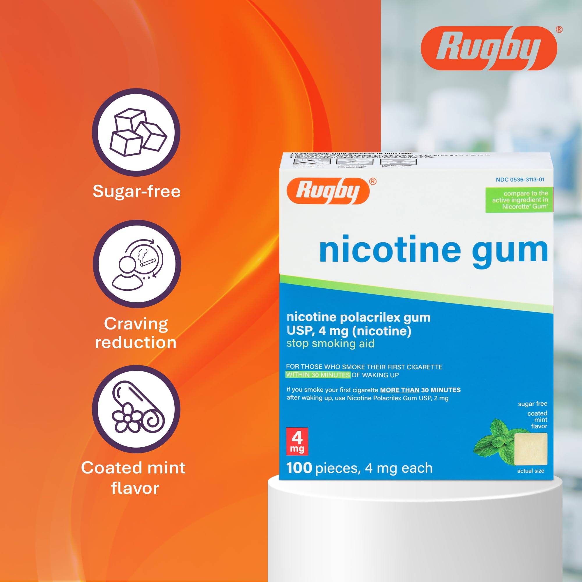 Rugby Laboratories mint gum used during a quick on-the-go break.