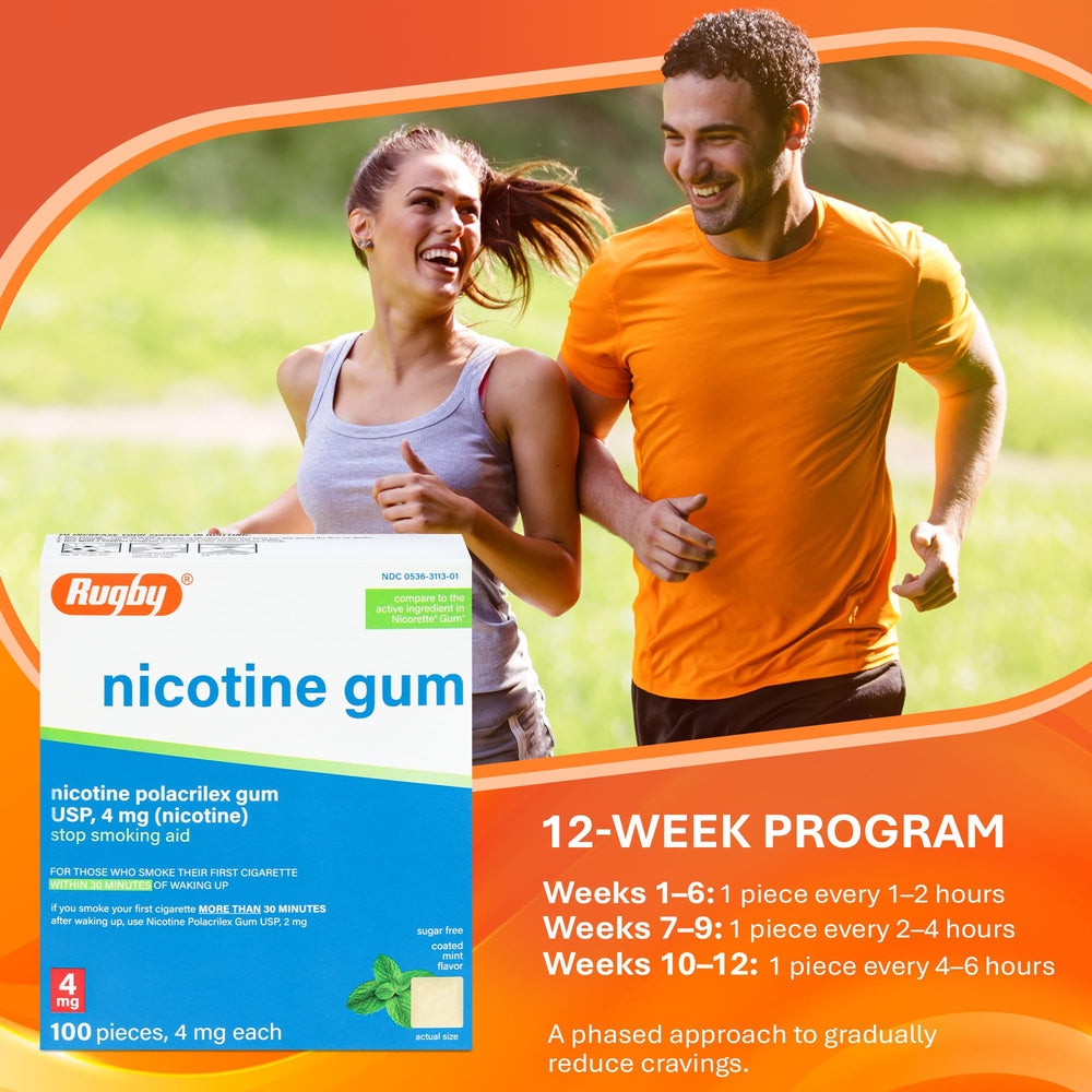 Rugby Laboratories sugar-free mint gum on display.